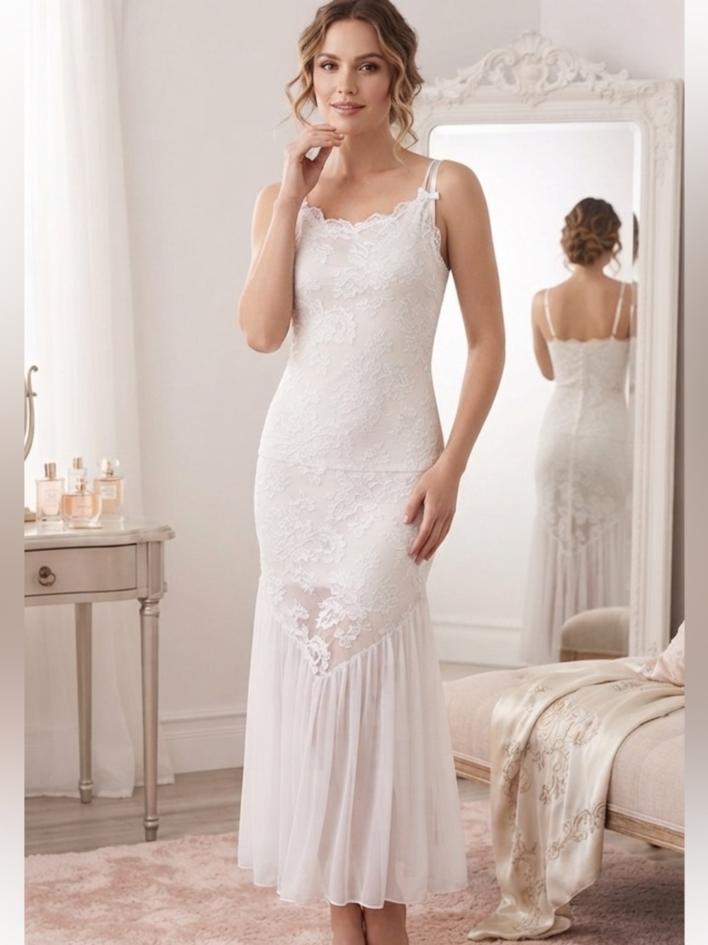 Shirley of Hollywood white lace lingerie gown